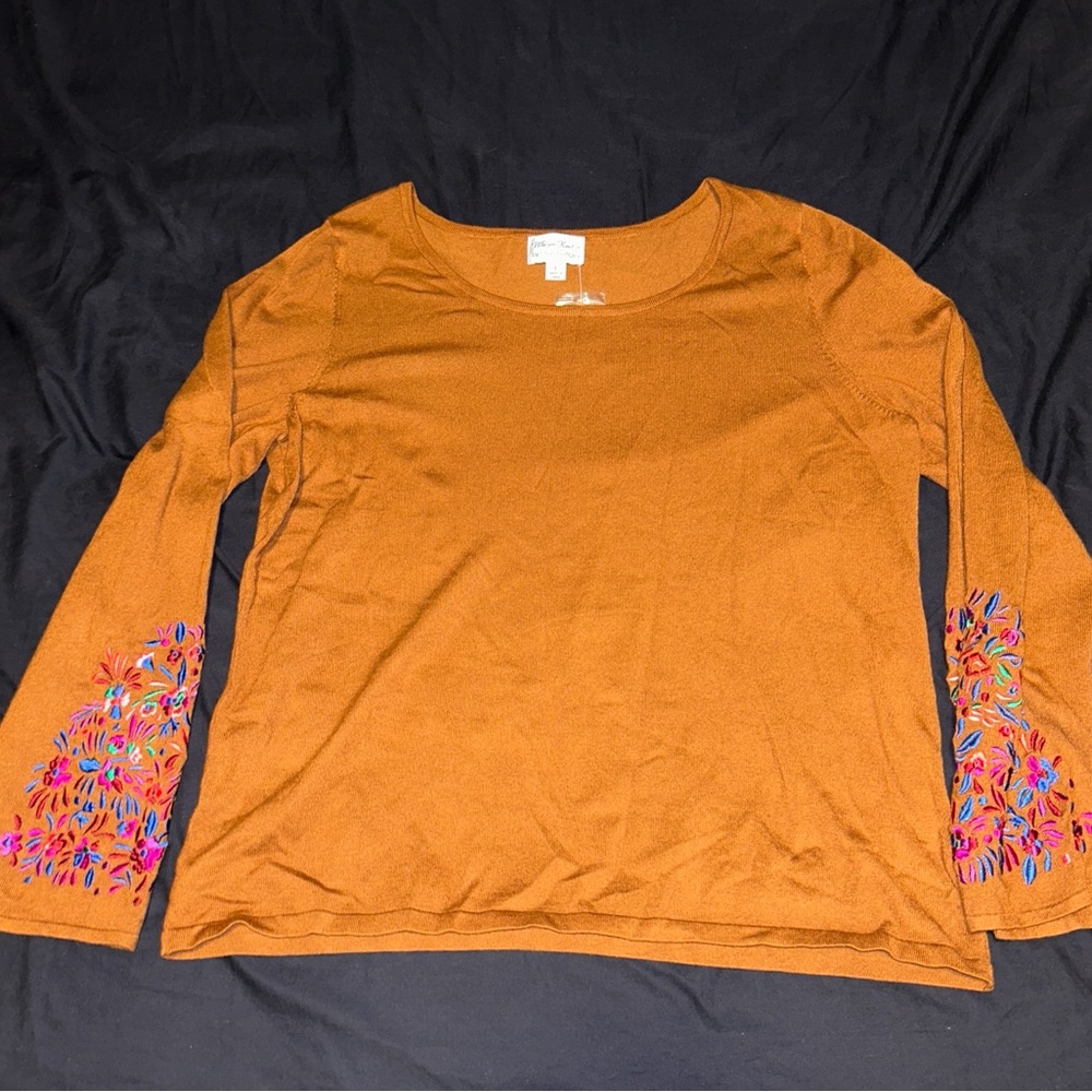 Brown and floral whisper knit by Louis dell' Olio sweater